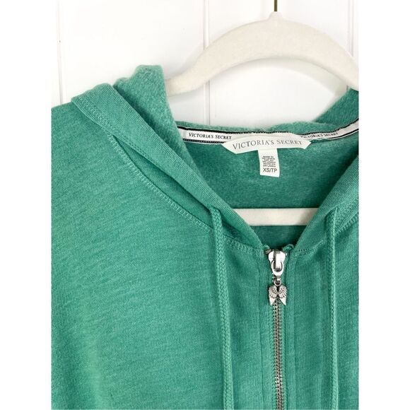 Victoria’s Secret VS Angel Green Stripe Collegiate Full Zip Hoodie XS - Picture 3 of 14